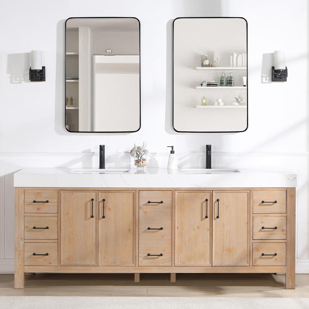 Free-standing Double Bathroom Vanity with Composite top and Mirror. Picture 10
