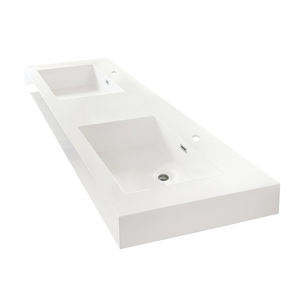 Rectangular White Finish Composite Granite Stone Console Bathroom Vanity Sink. Picture 2