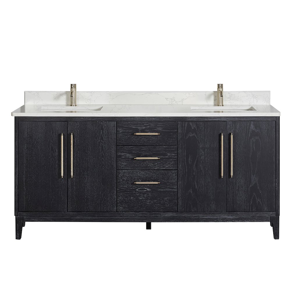 Gara 72" Free-standing Double Bath Vanity in Fir Wood Black. Picture 1