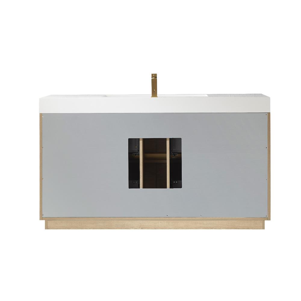 Single Sink Bath Vanity with White Composite Integral Square Sink Top. Picture 2