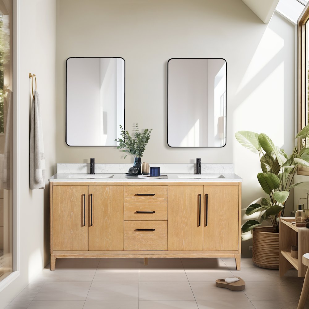 Gara 72" Free-standing Double Bath Vanity in Washed Ash Grey. Picture 3