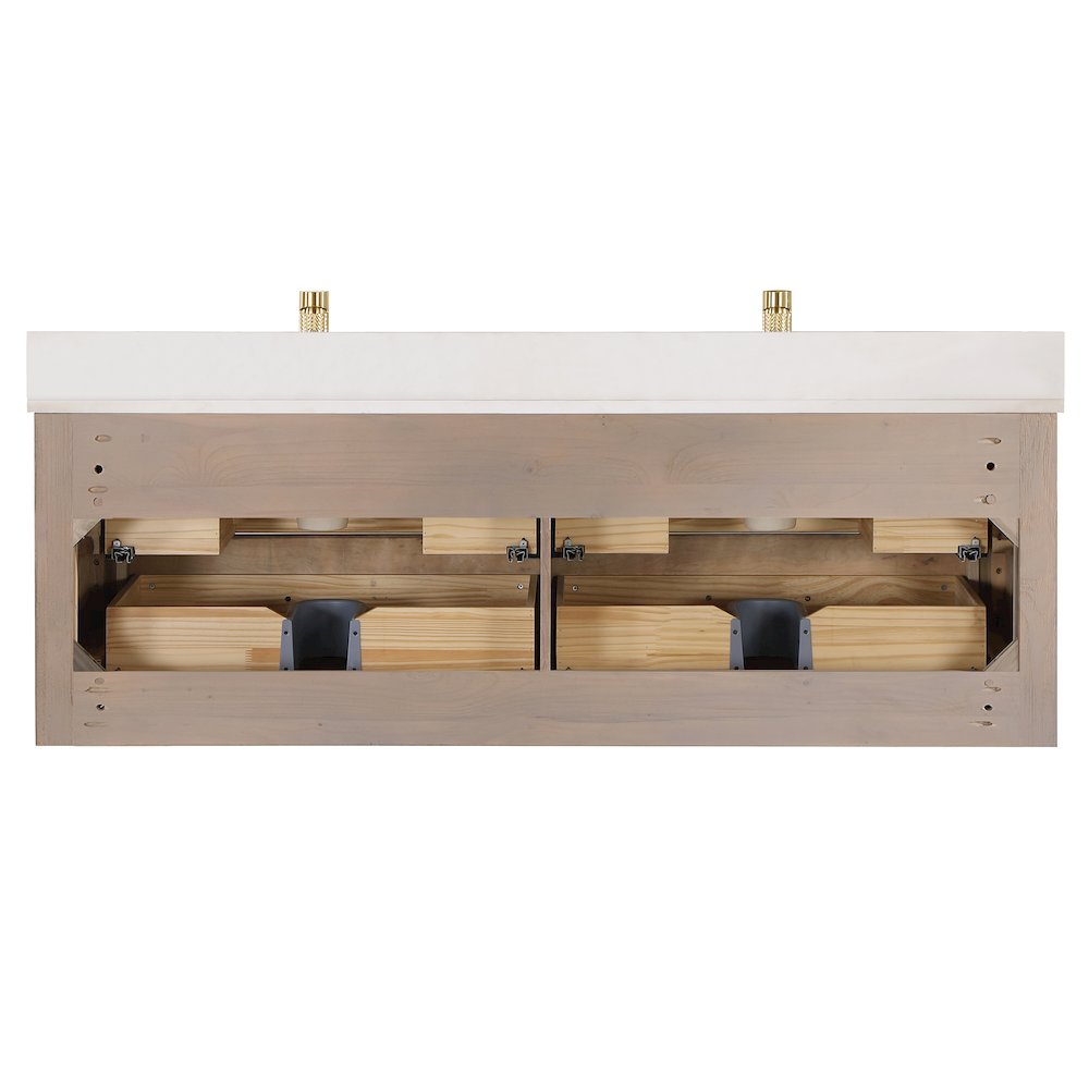 Cristo 60M" Floating Double Bath Vanity in Aged Dark Brown Oak. Picture 15