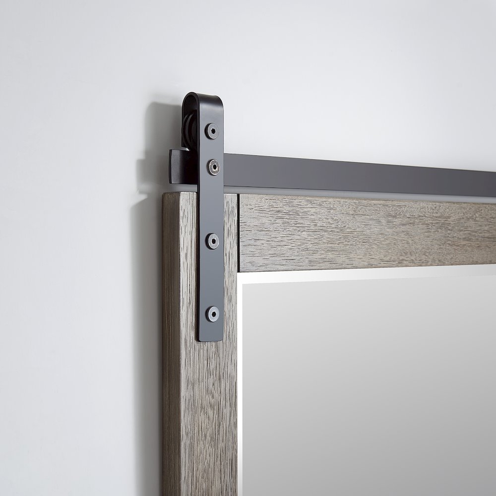 Cortes 60" Rectangular Bathroom Vanity Barndoor Wall Mount Mirror in Grey. Picture 4