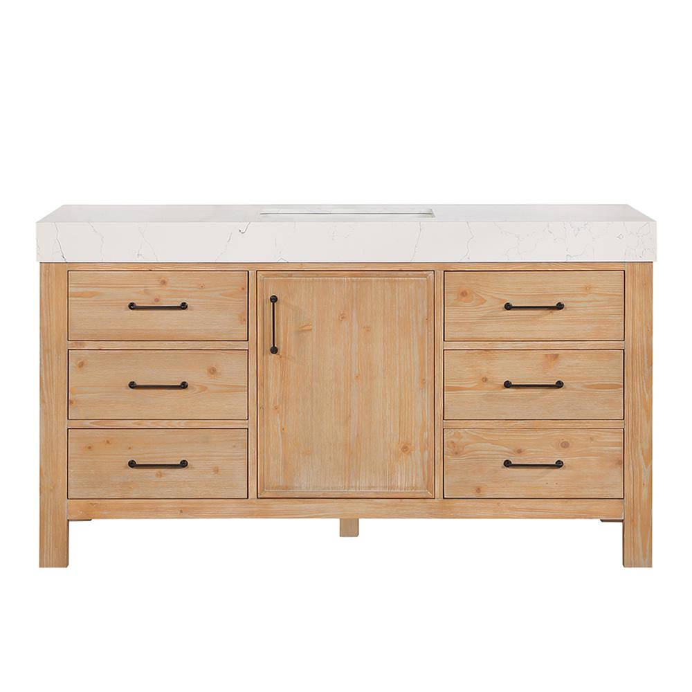 Free-standing Single Bathroom Vanity with Composite top in Lightning White. Picture 2