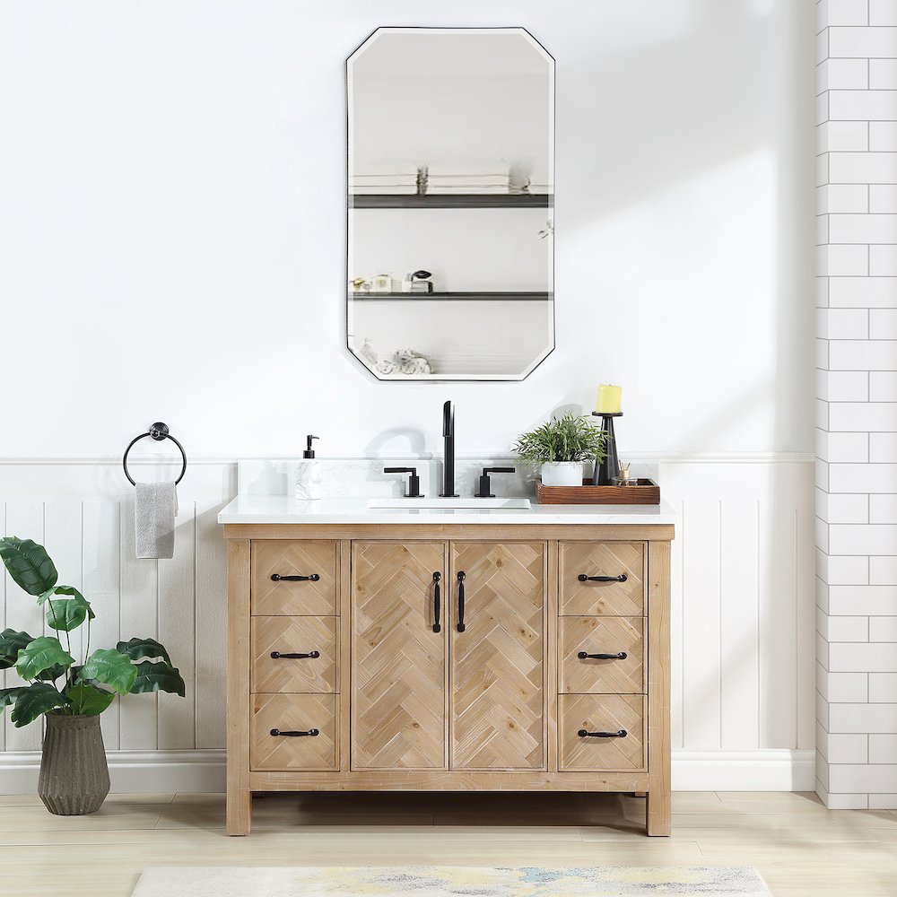 Javier 48" Free-standing Single Bath Vanity in Spruce Antique Brown. Picture 3