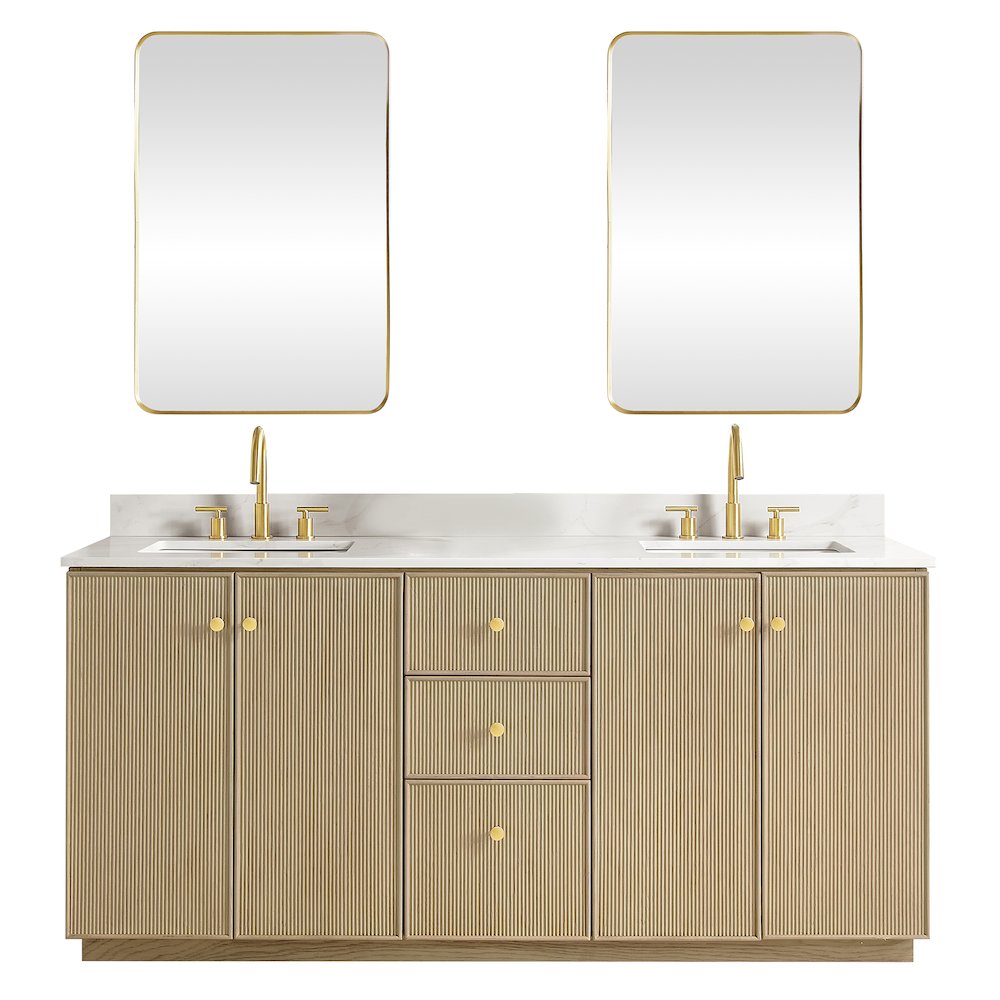 Oza 72" Free-standing Double Bath Vanity in Aged Natural Oak. Picture 2