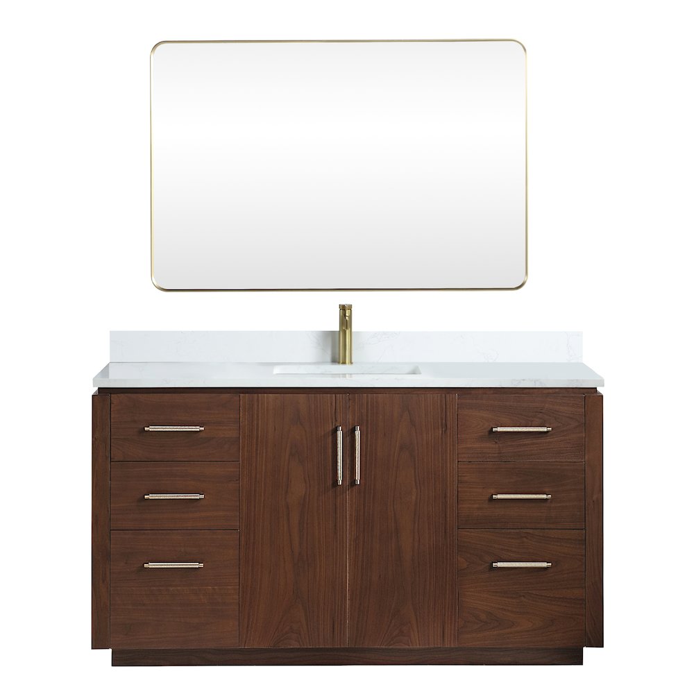 San 60" Free-standing Single Bath Vanity in Natural Walnut. Picture 1