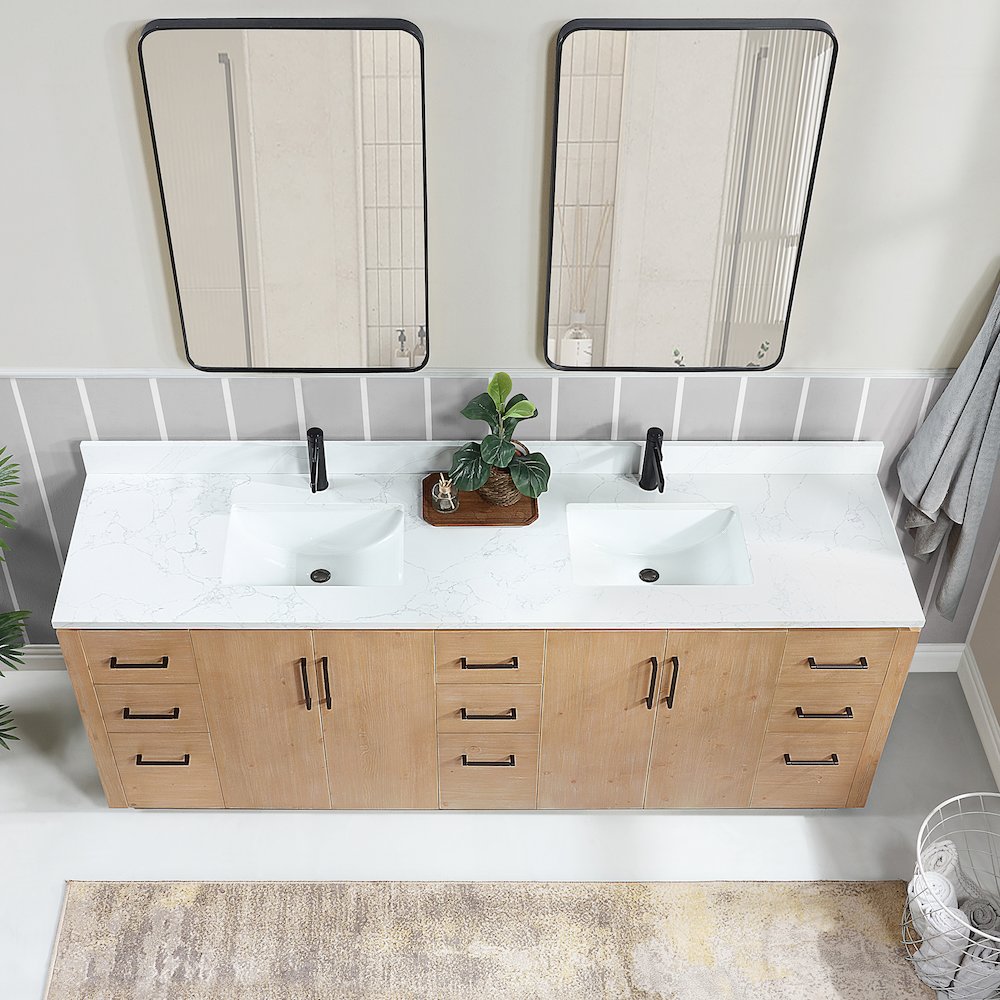 San 84" Free-standing Double Bath Vanity in Fir Wood Brown. Picture 5