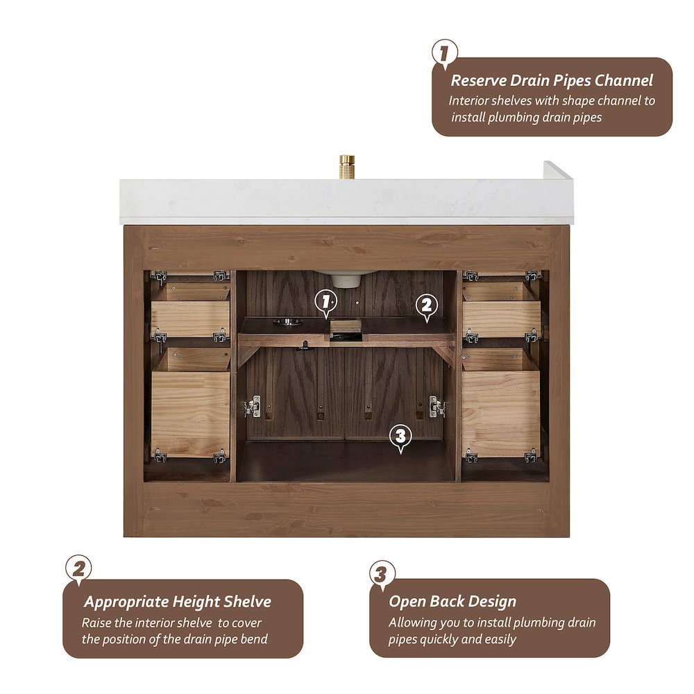 Jakarta 48" Freestanding Single Bath Vanity in Aged Dark Brown Oak. Picture 16