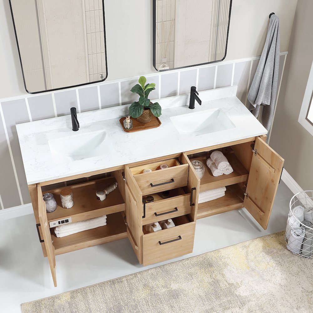 San 72" Free-standing Double Bath Vanity in Fir Wood Brown. Picture 6