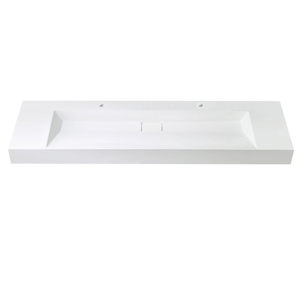 Rectangular White Finish Composite Granite Stone Console Bathroom Vanity Sink. Picture 3
