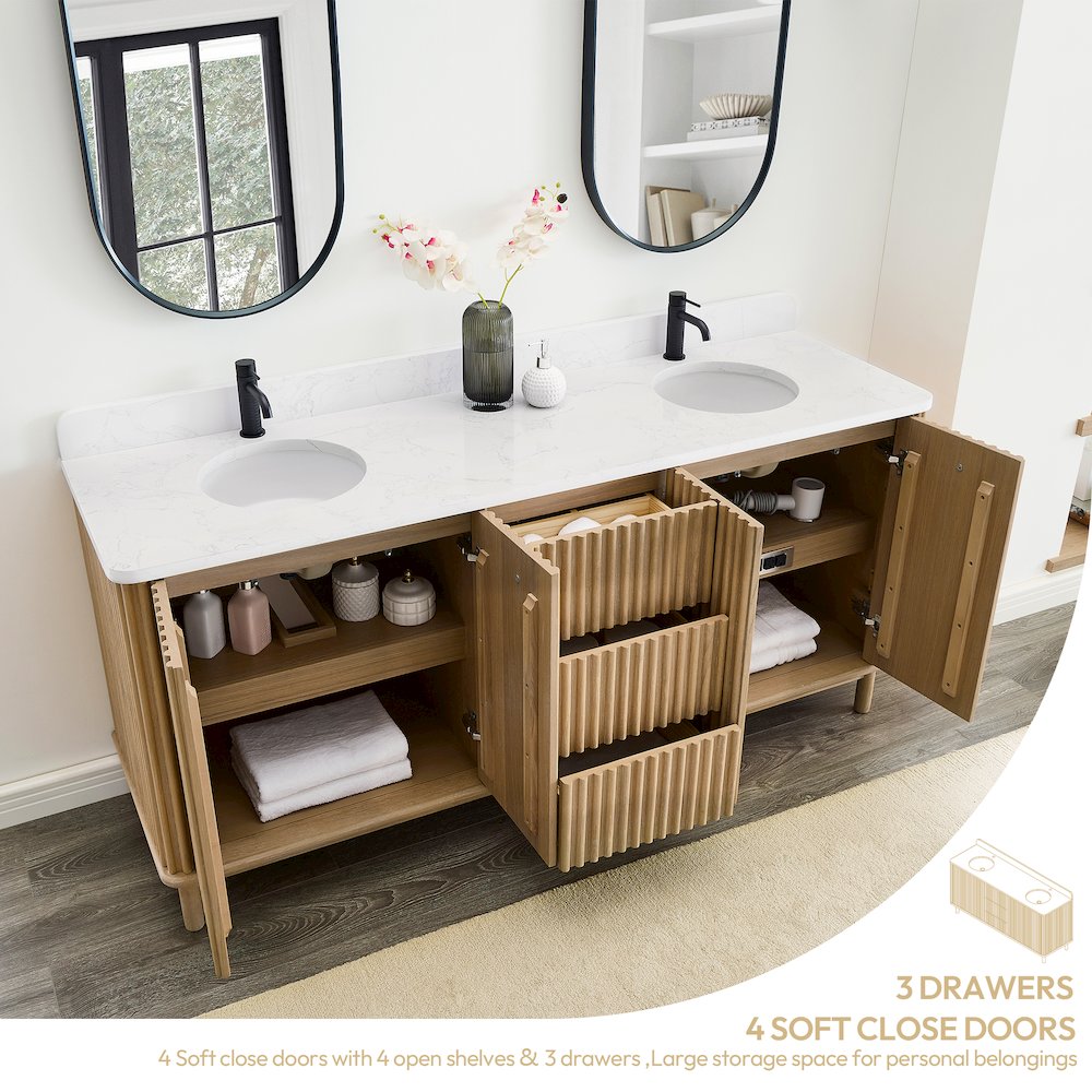 Seoul 72" Free-standing Double Bath Vanity in Washed Ash Grey. Picture 6