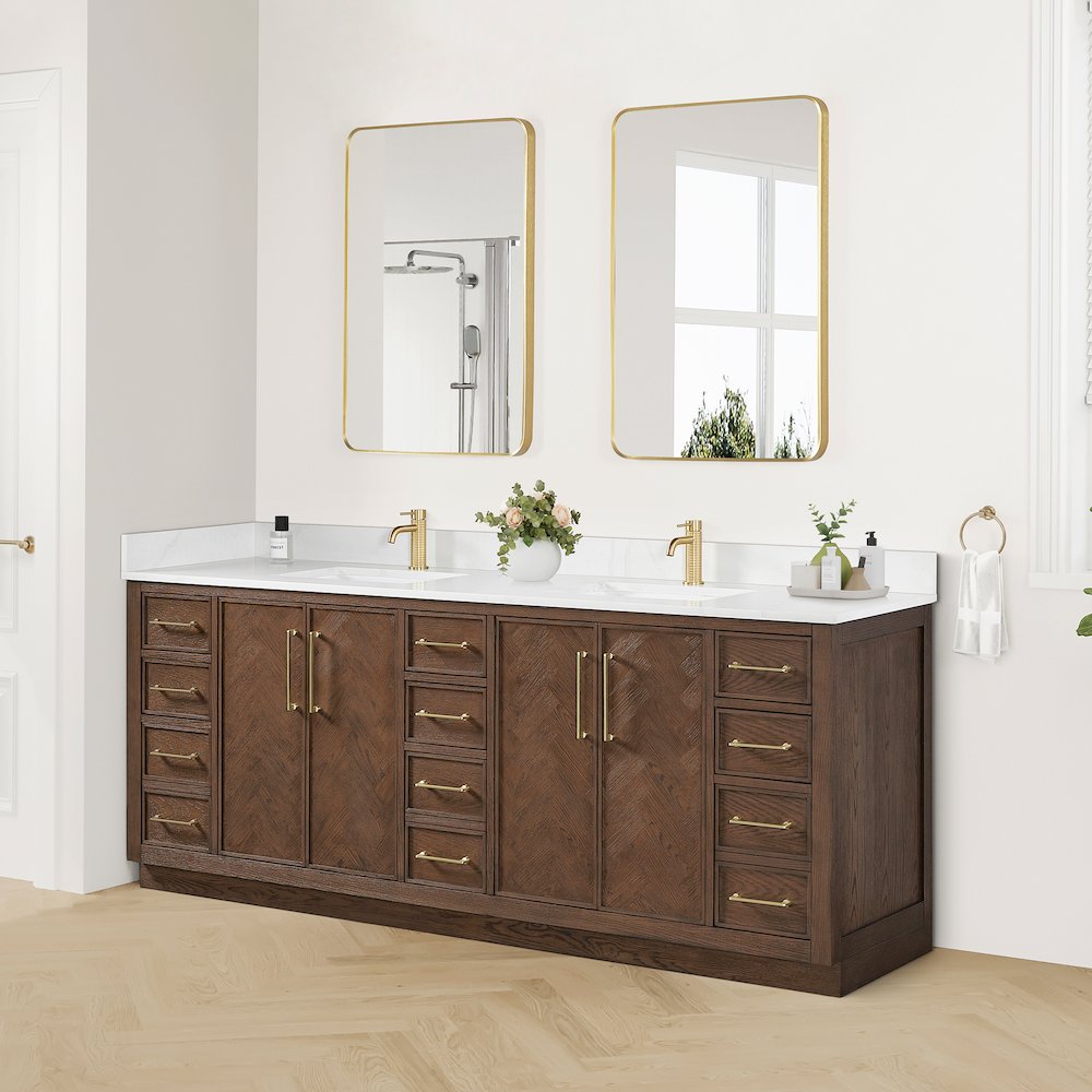 Jakarta 84" Freestanding Double Bath Vanity in Aged Dark Brown Oak. Picture 3