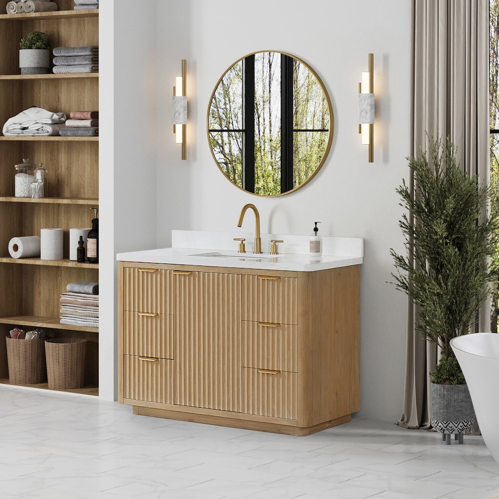 Cádiz 48in. Free-standing Single Bathroom Vanity in Washed Ash Grey. Picture 4