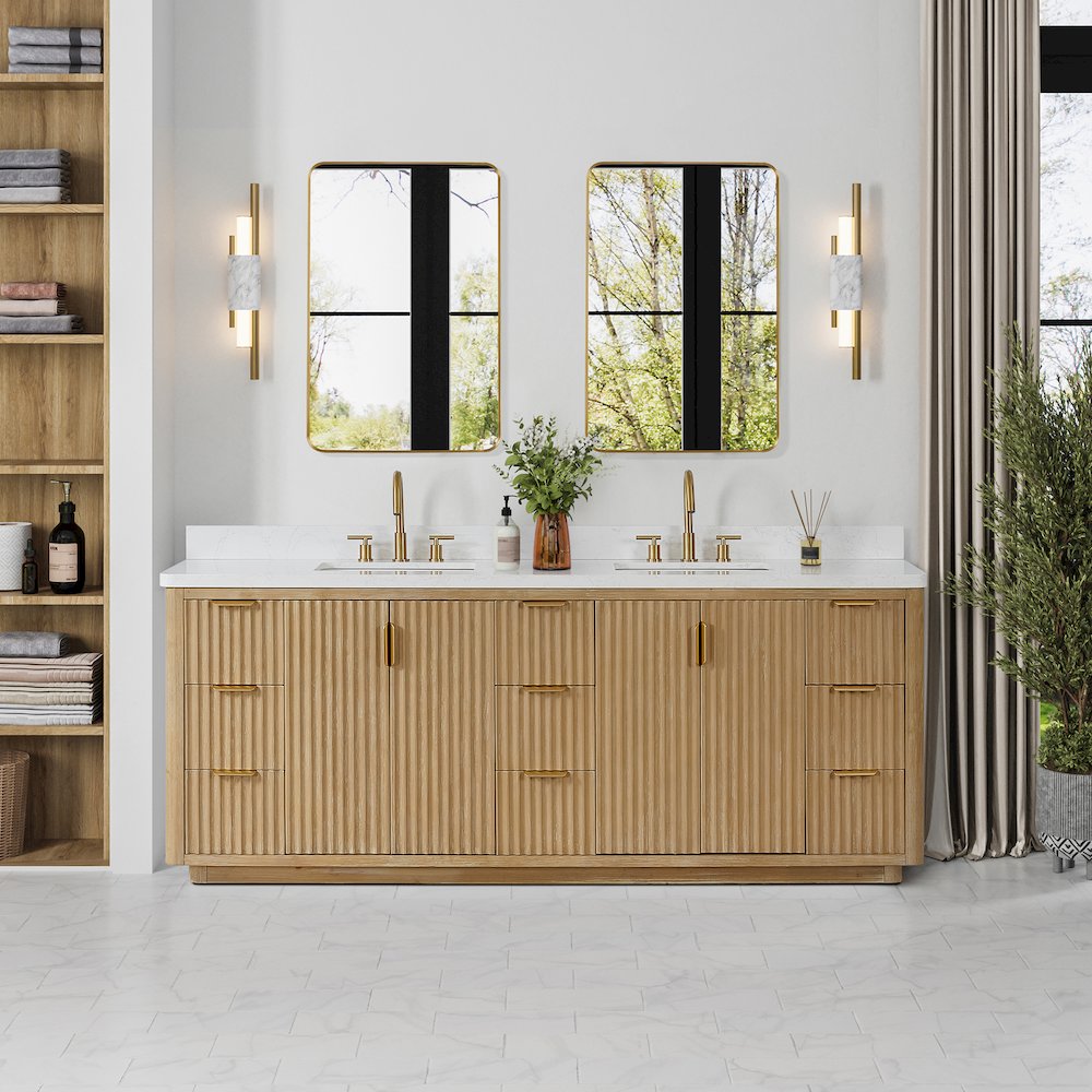 Cádiz 84in. Free-standing Double Bathroom Vanity in Washed Ash Grey. Picture 3
