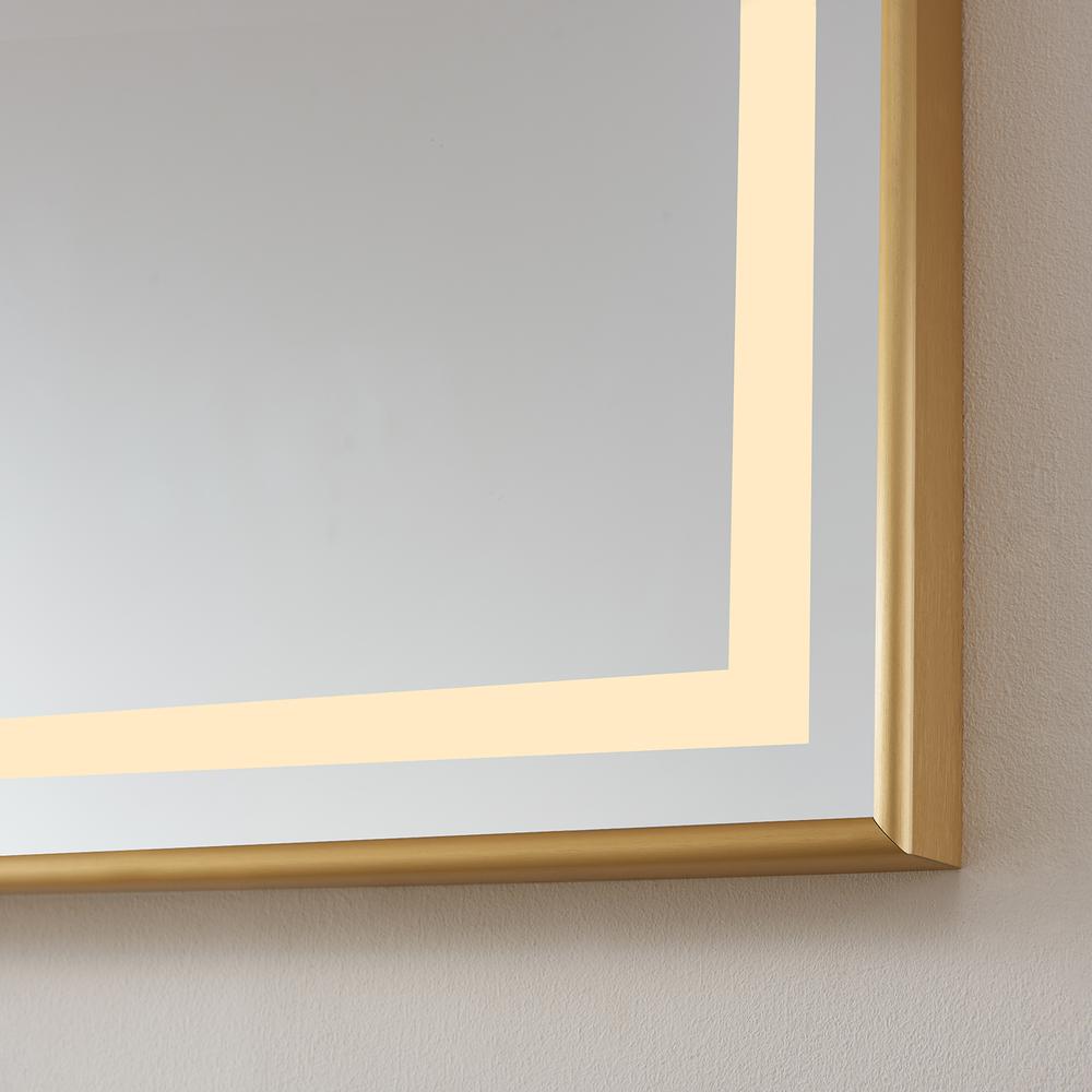 72" Rectangular Aluminum Framed LED Wall Mount Bathroom Vanity Mirror in Gold. Picture 6