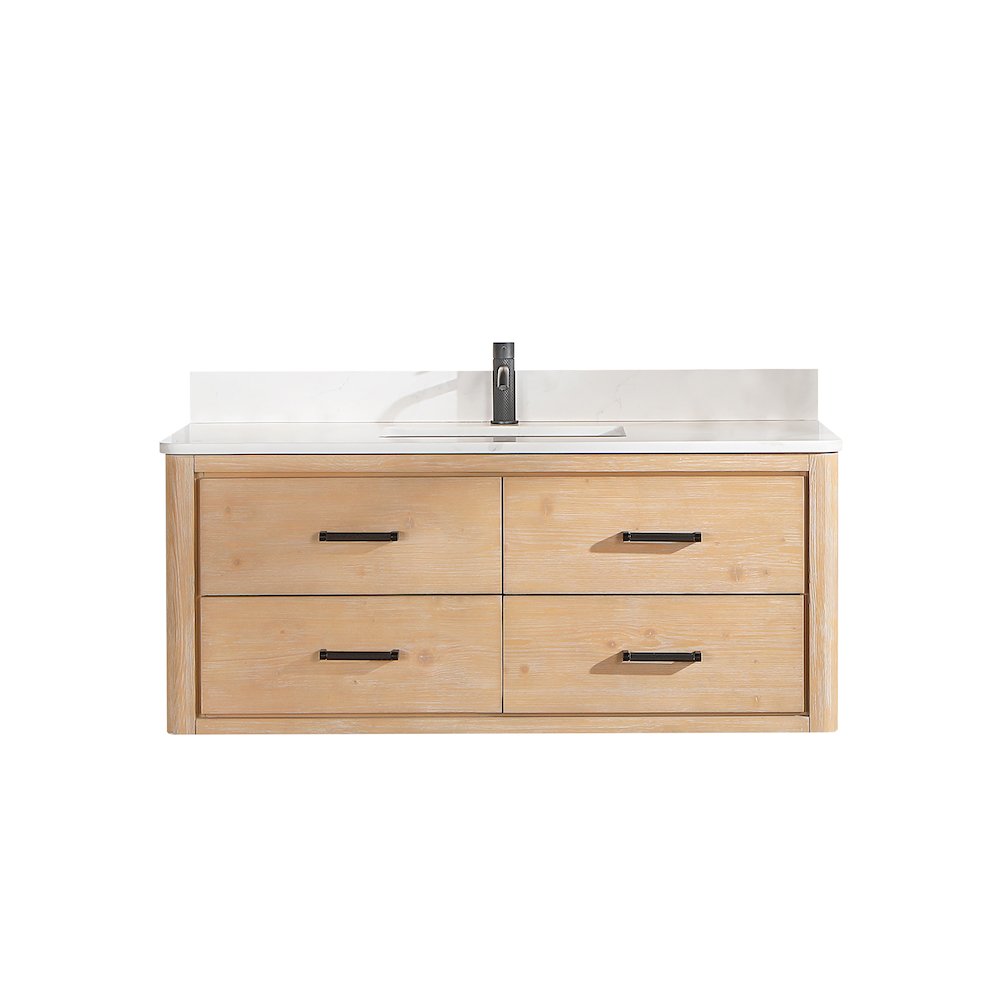 Cristo 48" Floating Single Bath Vanity in Fir Wood Brown. Picture 1