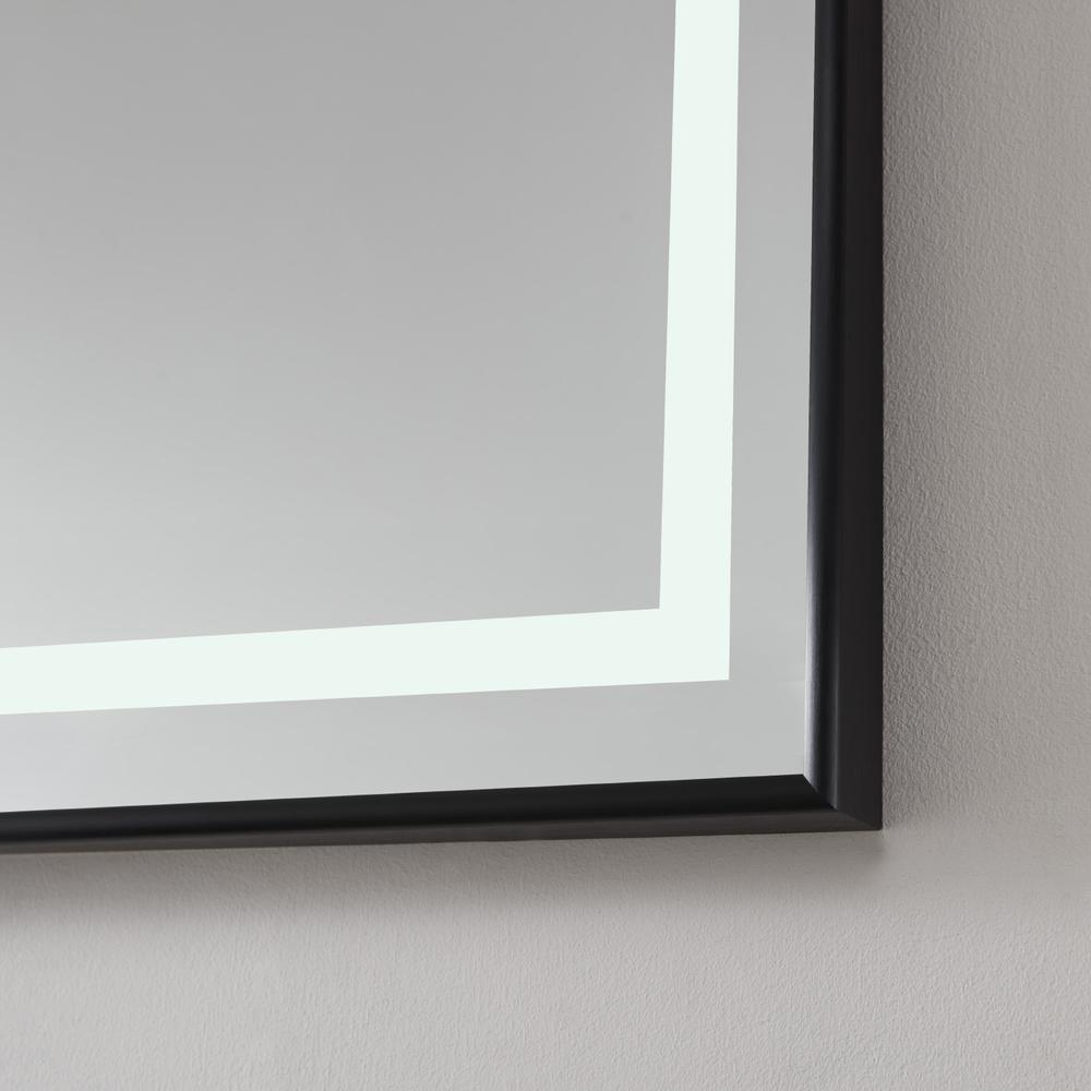 60" Rectangular Aluminum Framed LED Wall Mount Bathroom Vanity Mirror in Black. Picture 4