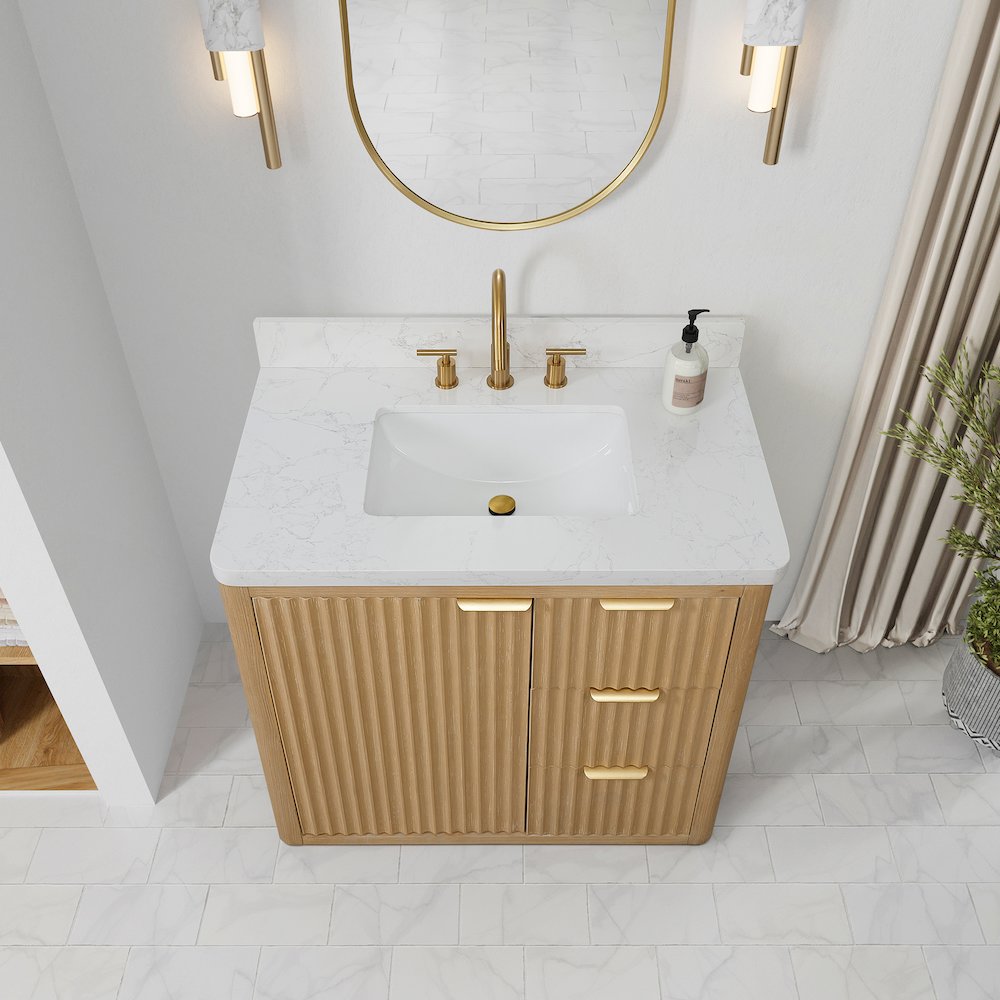 Cádiz 36in. Free-standing Single Bathroom Vanity in Washed Ash Grey. Picture 5