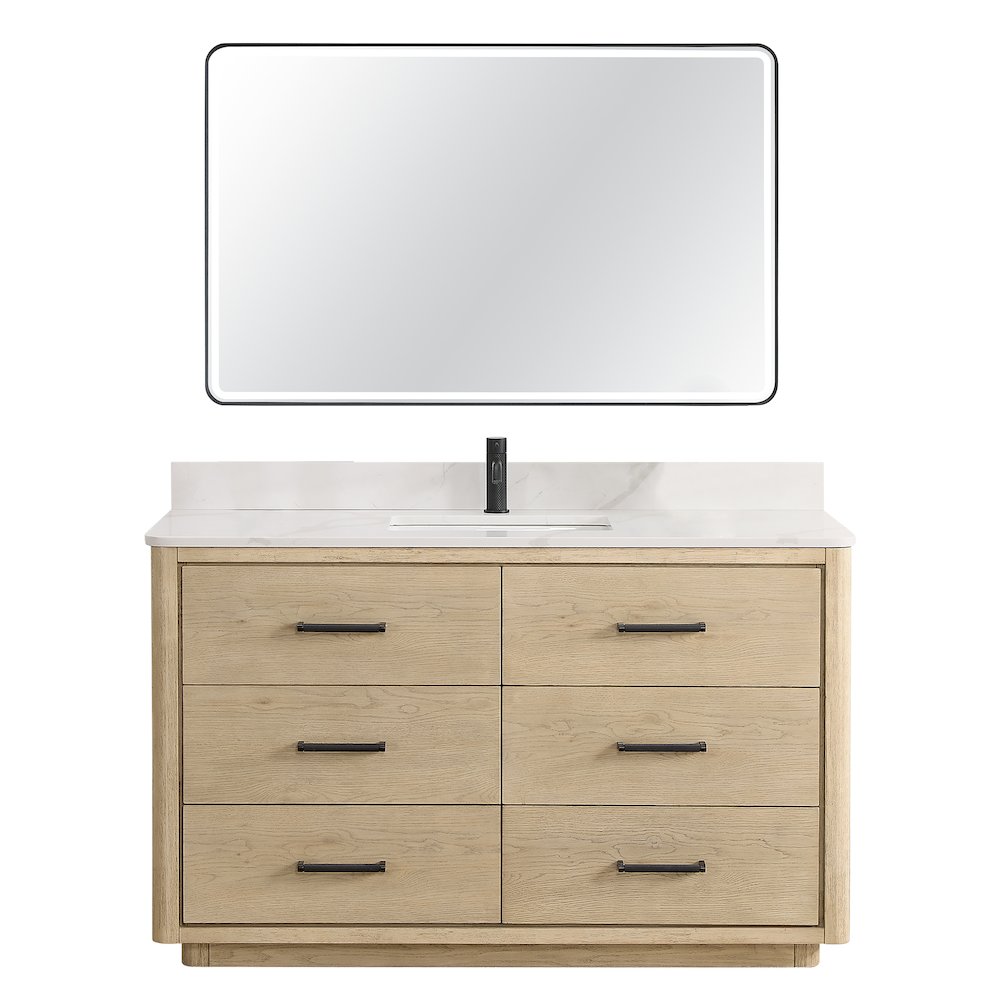 Porto 55" Free-standing Single Bath Vanity in Aged Natural Oak. Picture 1