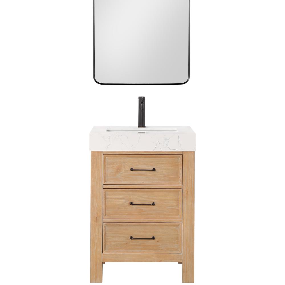 Free-standing Single Bathroom Vanity with Composite top and Mirror. Picture 1