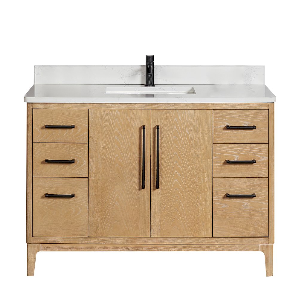 Gara 48" Free-standing Single Bath Vanity in Washed Ash Grey. Picture 1