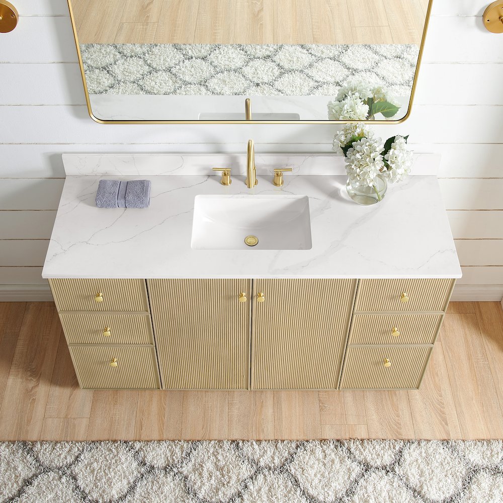 Oza 60" Free-standing Single Bath Vanity in Aged Natural Oak. Picture 6