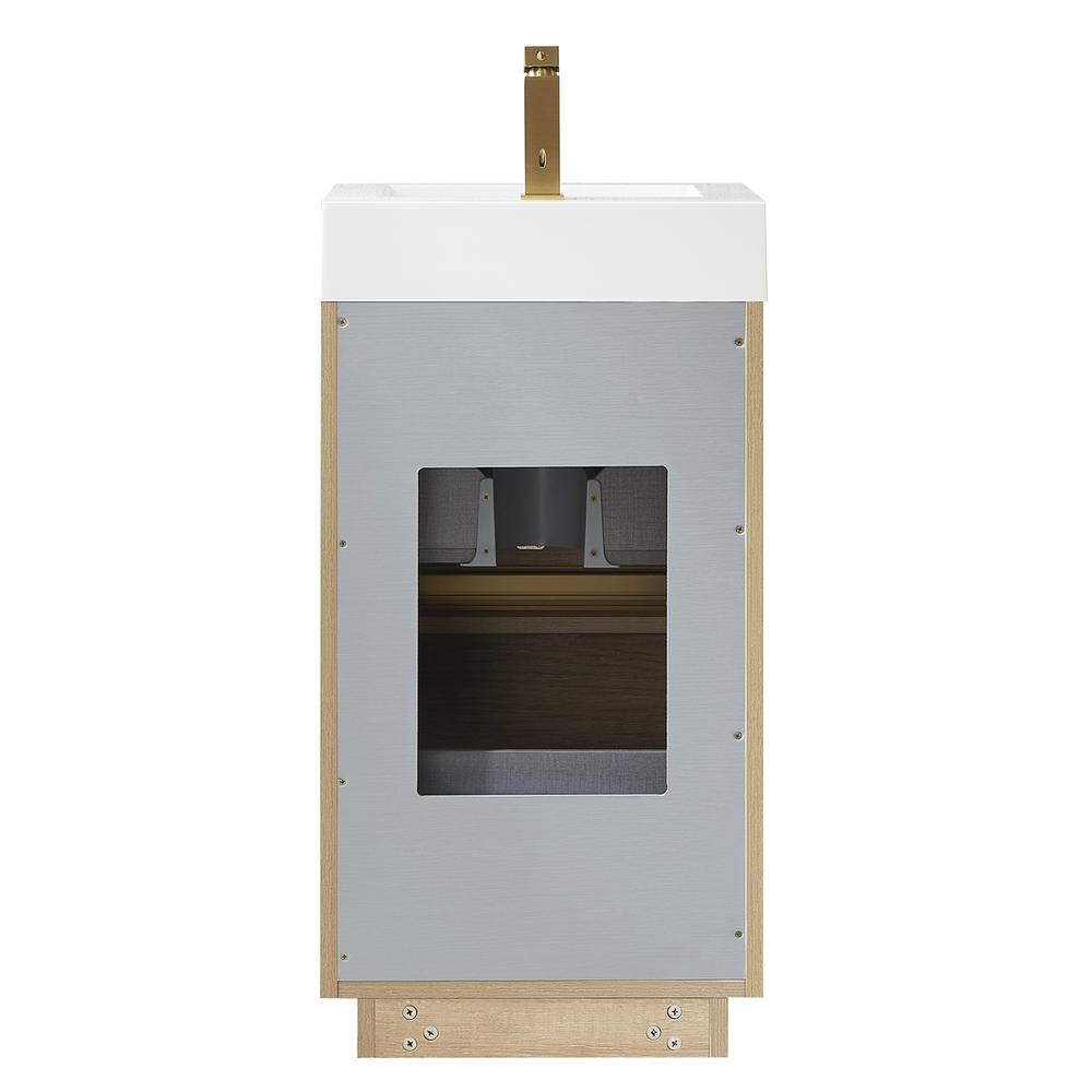 Single Sink Bath Vanity with Composite Integral Square Sink Top and Mirror. Picture 2