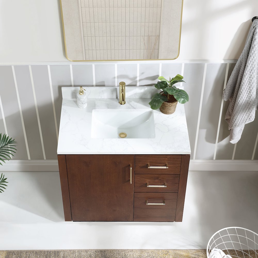 San 36" Free-standing Single Bath Vanity in Natural Walnut. Picture 5