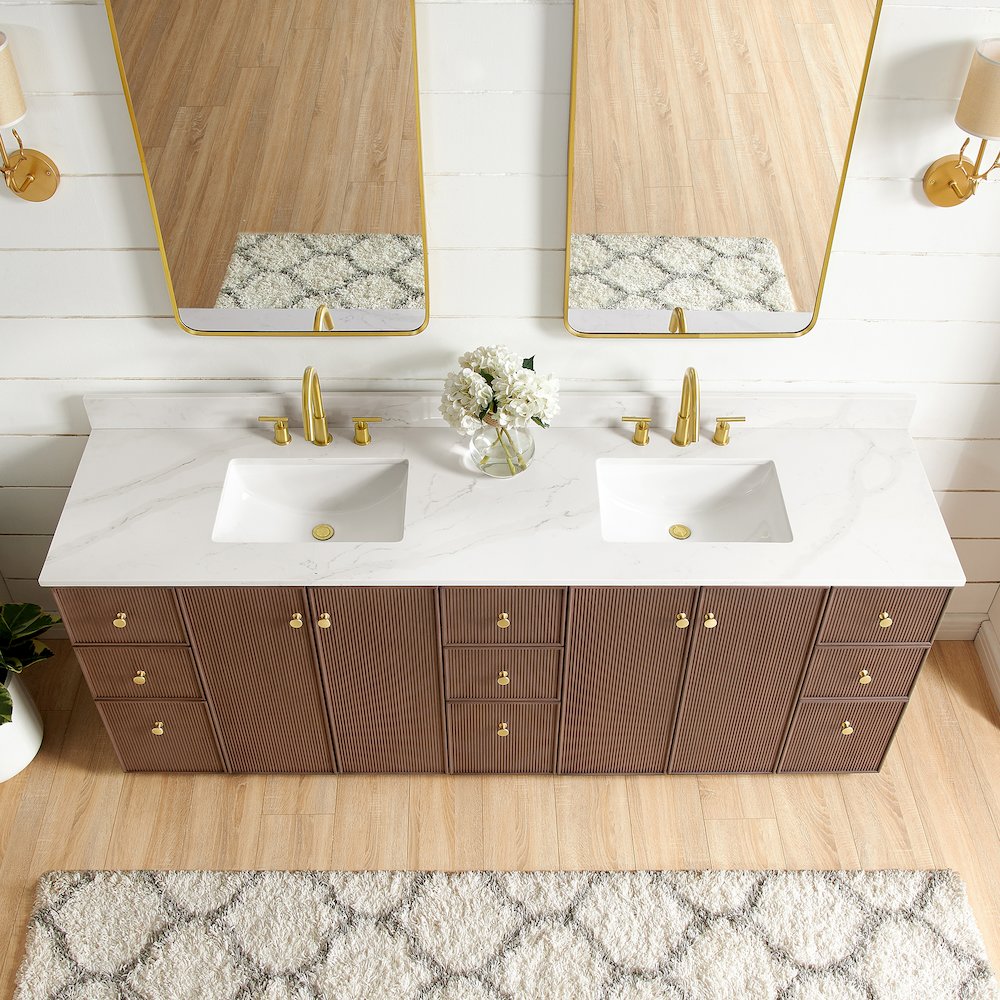 Oza 84" Free-standing Double Bath Vanity in Aged Dark Brown Oak. Picture 6