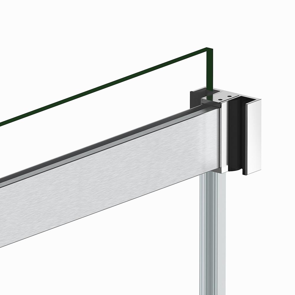 Rectangle Double Sliding Frameless Shower Enclosure in Brushed Nickel. Picture 2