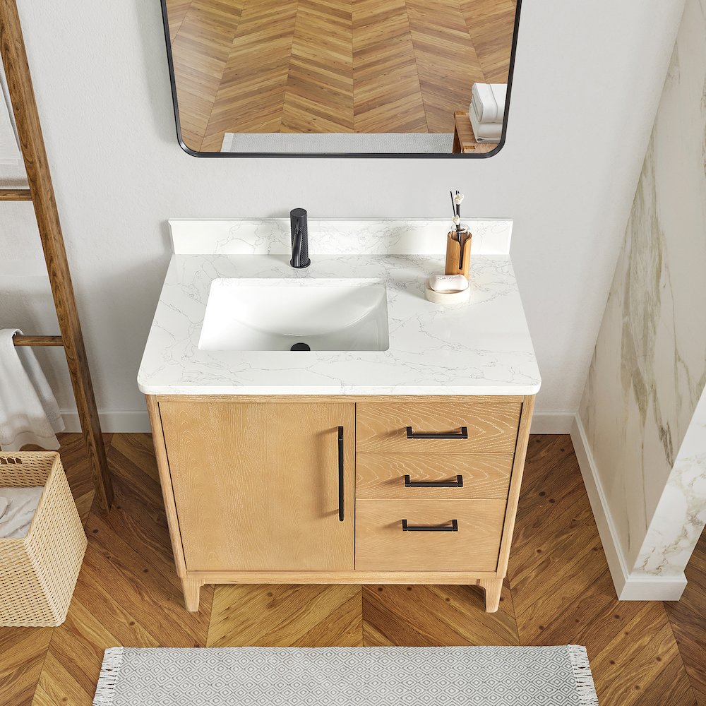 Gara 36" Free-standing Single Bath Vanity in Washed Ash Grey. Picture 6