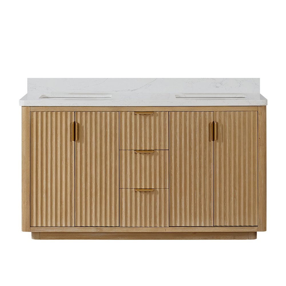Cádiz 60in. Free-standing Double Bathroom Vanity in Washed Ash Grey. Picture 2
