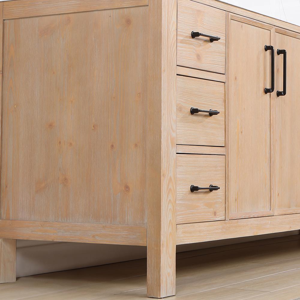 Free-standing Double Bathroom Vanity with Composite top in Lightning White. Picture 15