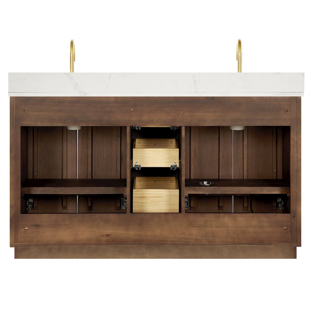 Oza 60M" Free-standing Double Bath Vanity in Aged Dark Brown Oak. Picture 16