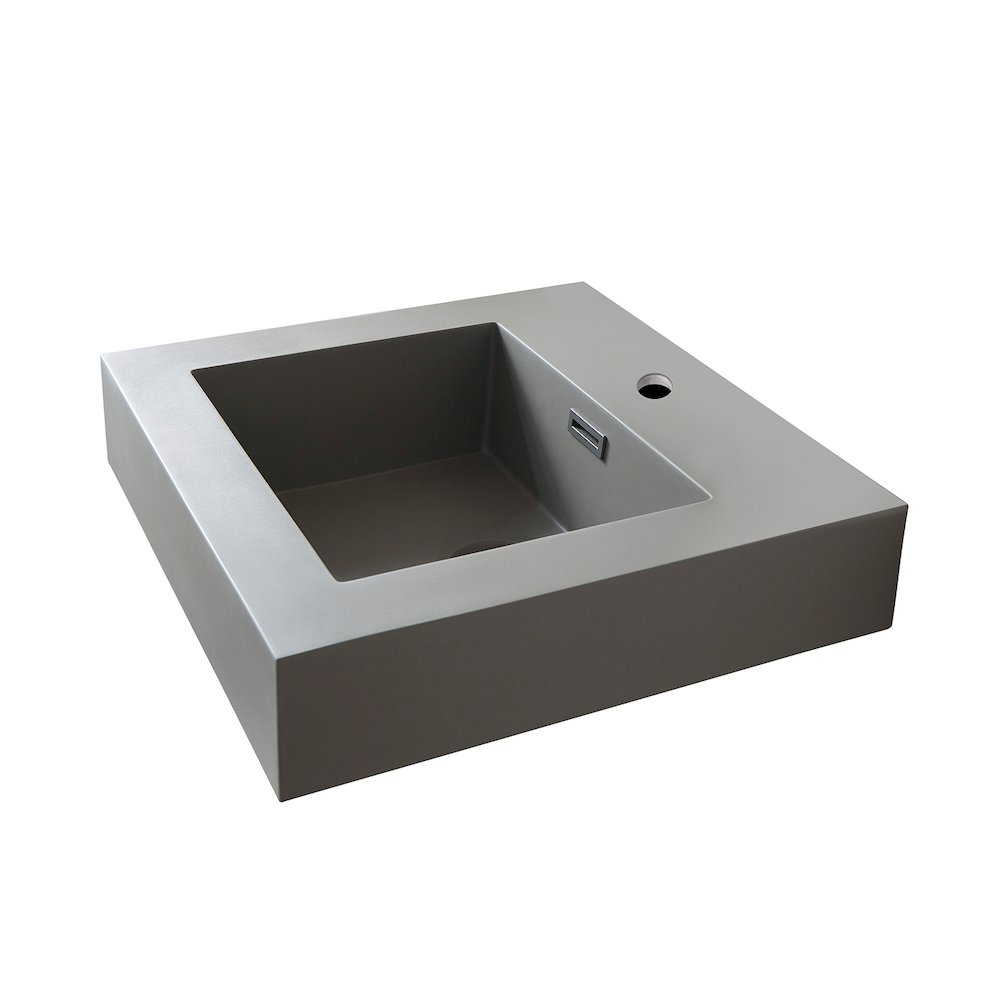 Square Grey Finish Composite Granite Stone Console Bathroom Vanity Sink. Picture 2