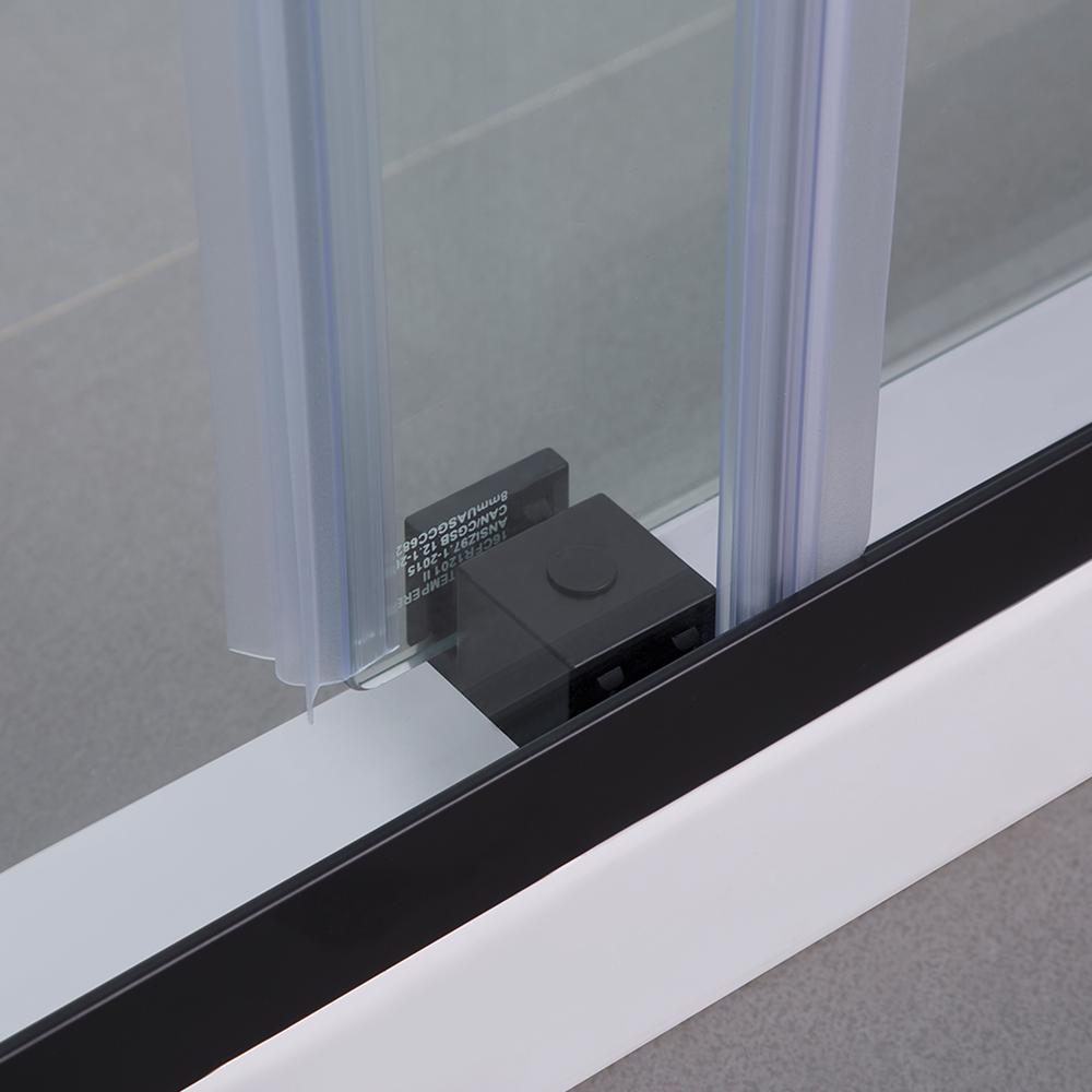 Spezia 60" W x 58" H Double Sliding Frameless Tub Door in Matte Black. Picture 6