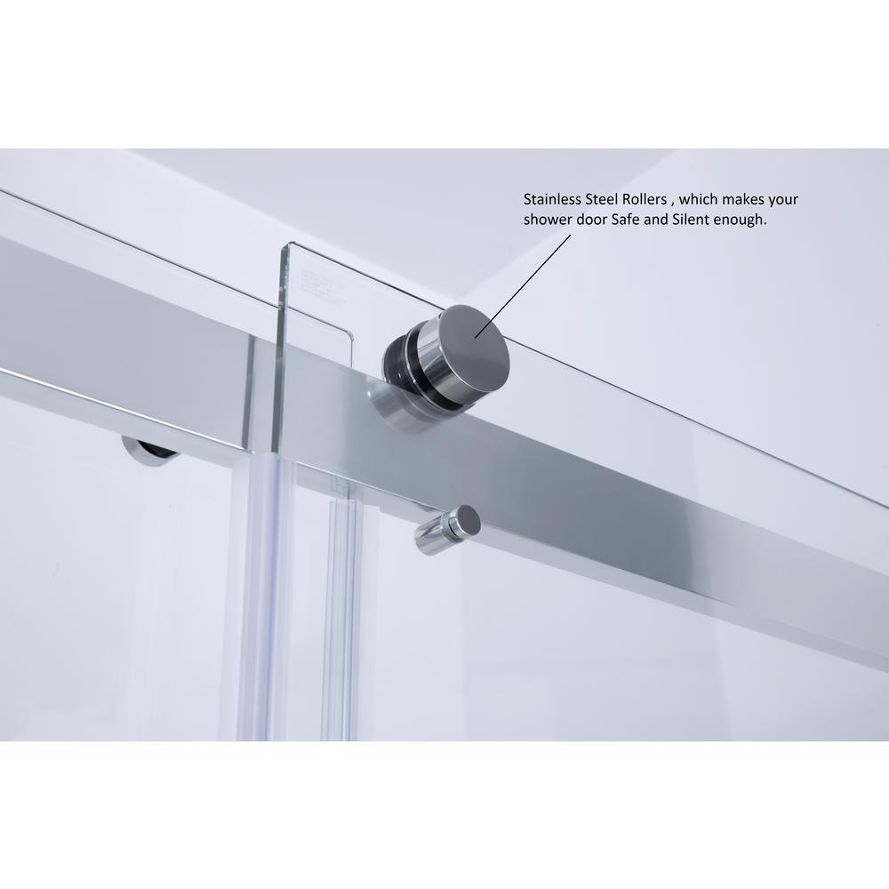 Spezia 60" W x 76" H Double Sliding Frameless Shower Door in Matte Black. Picture 11