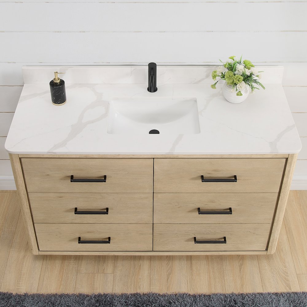 Porto 55" Free-standing Single Bath Vanity in Aged Natural Oak. Picture 5