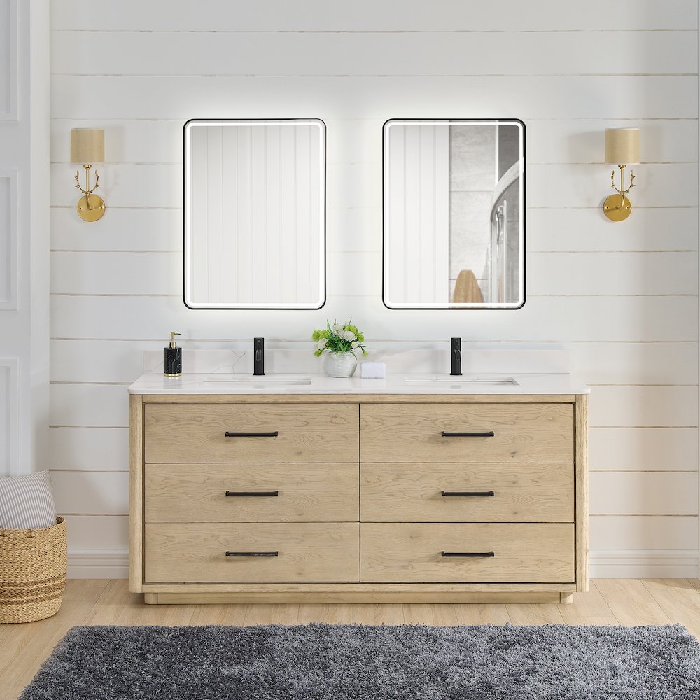 Porto 72" Free-standing Double Bath Vanity in Aged Natural Oak. Picture 6
