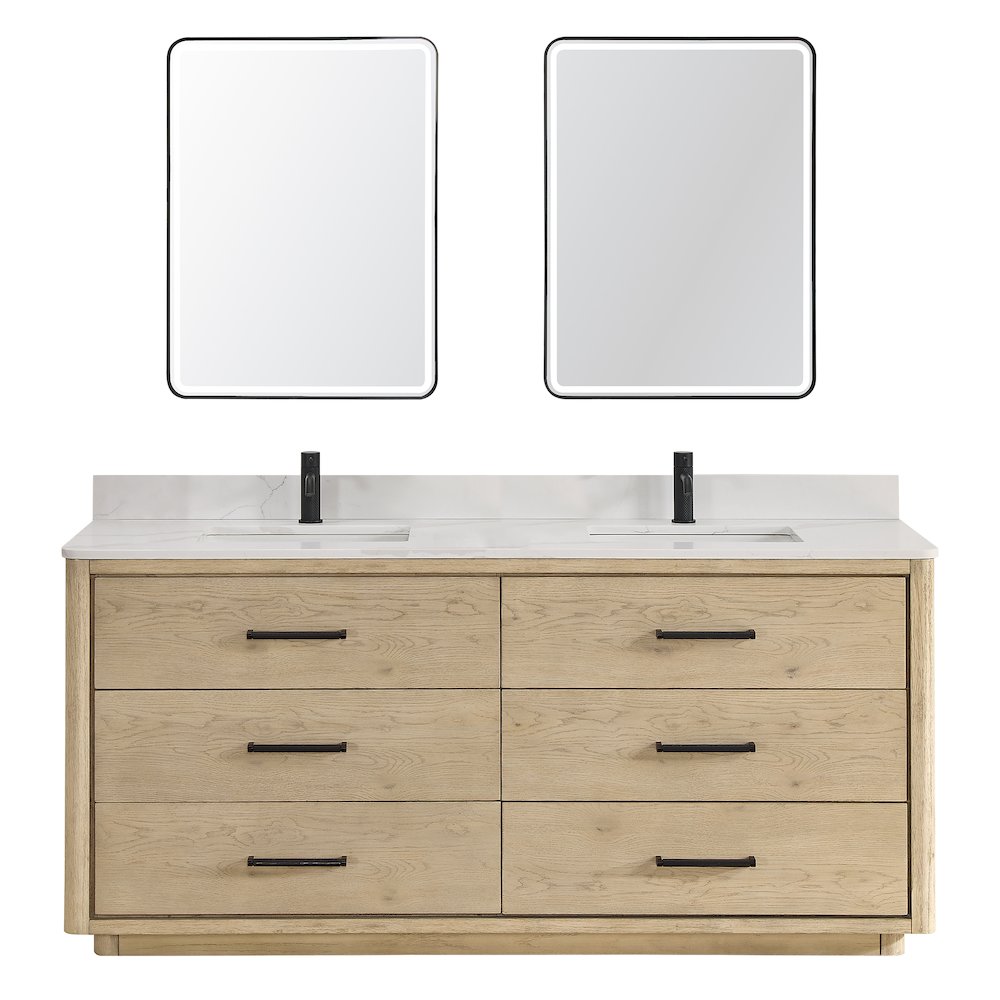 Porto 72" Free-standing Double Bath Vanity in Aged Natural Oak. Picture 1