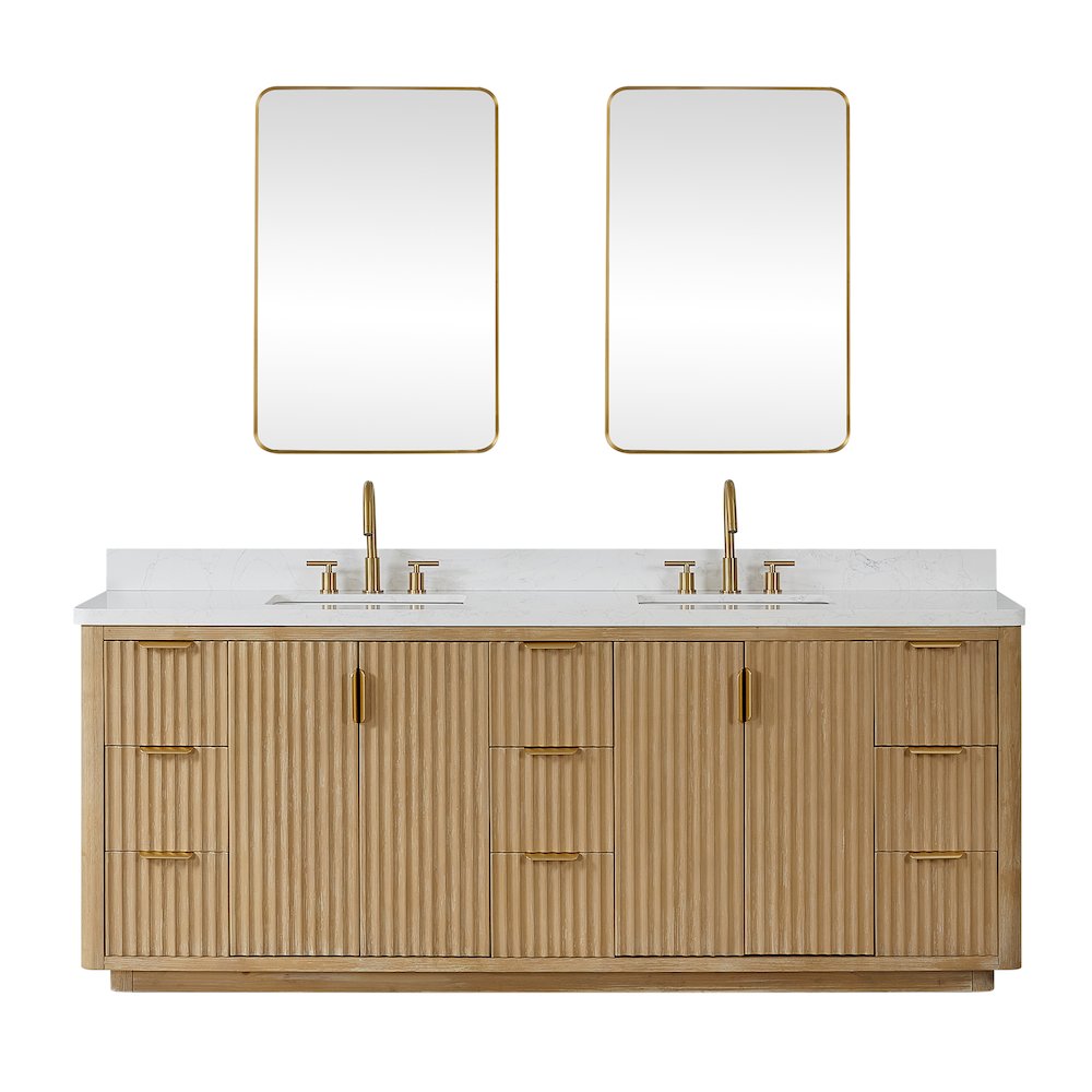 Cádiz 84in. Free-standing Double Bathroom Vanity in Washed Ash Grey. Picture 1