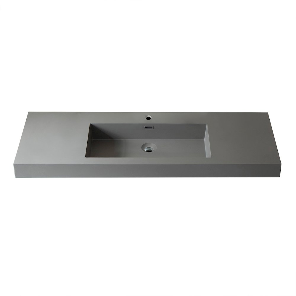 Rectangular Grey Finish Composite Granite Stone Console Bathroom Vanity Sink. Picture 1
