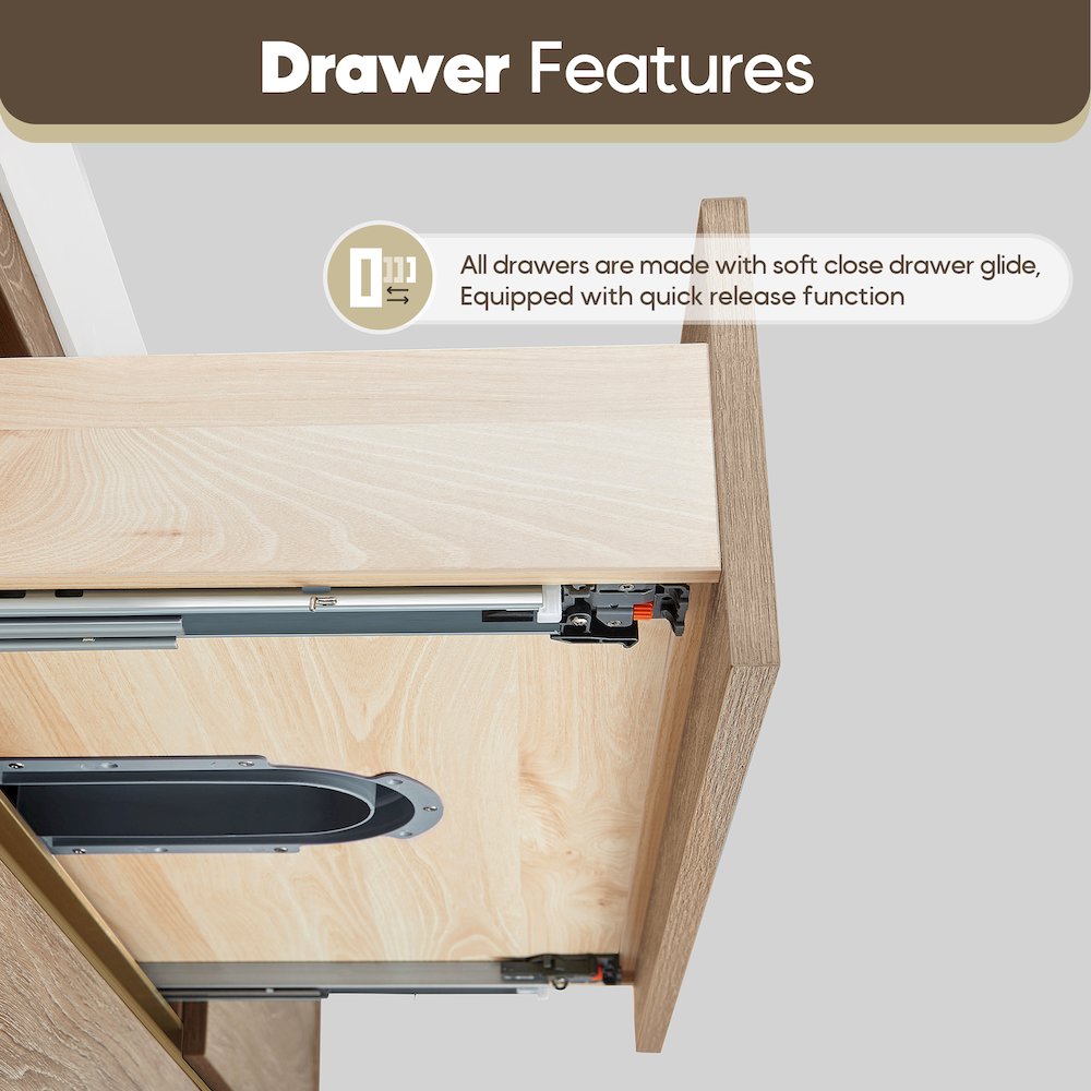Palencia 84" Double Sink Wall-Mount Bath Vanity in North American Oak. Picture 10