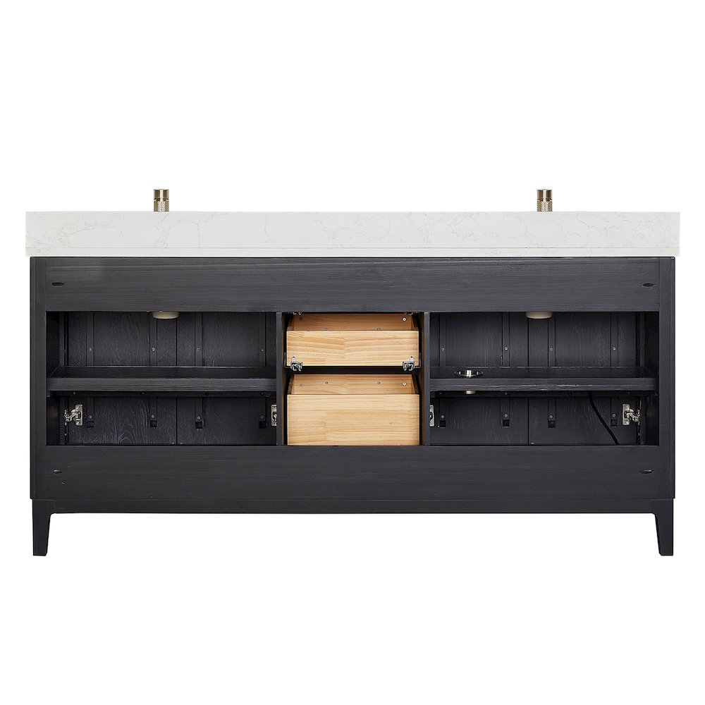 Gara 72" Free-standing Double Bath Vanity in Fir Wood Black. Picture 18