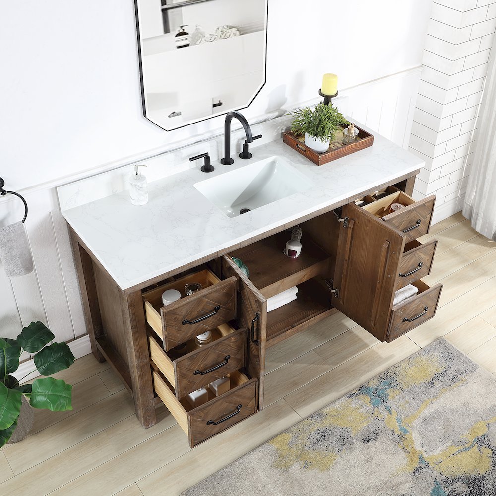 Javier 60" Free-standing Single Bath Vanity in Spruce Antique Gray. Picture 6