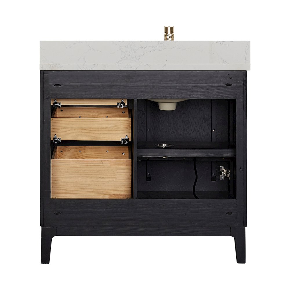 Gara 36" Free-standing Single Bath Vanity in Fir Wood Black. Picture 18