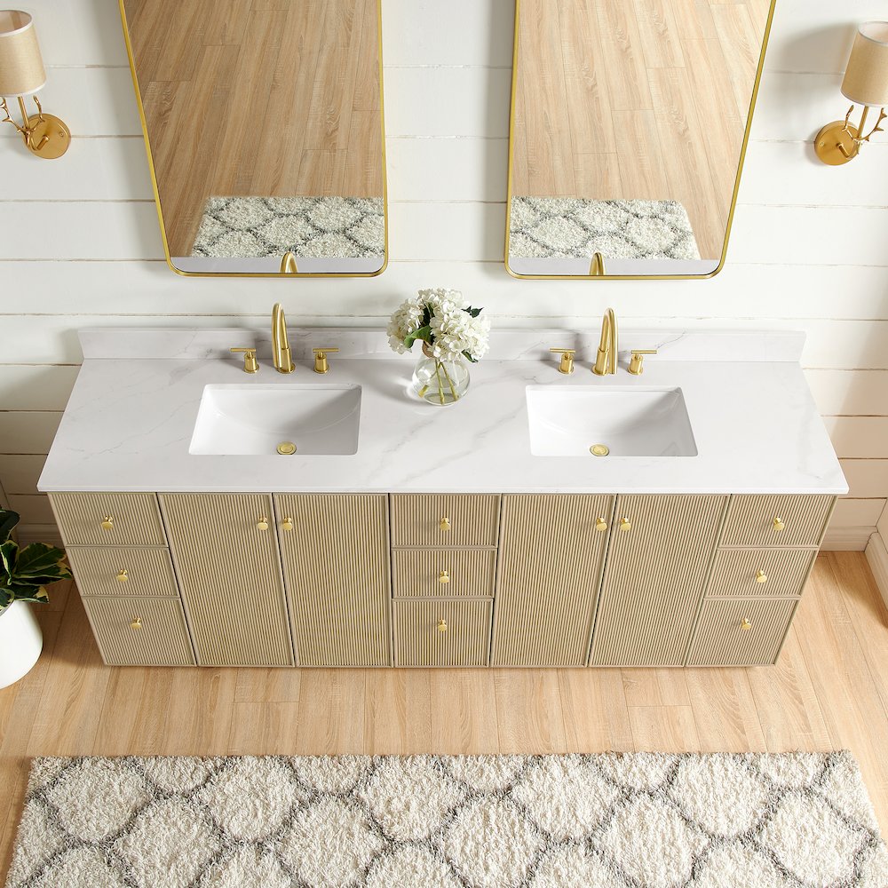 Oza 84" Free-standing Double Bath Vanity in Aged Natural Oak. Picture 6