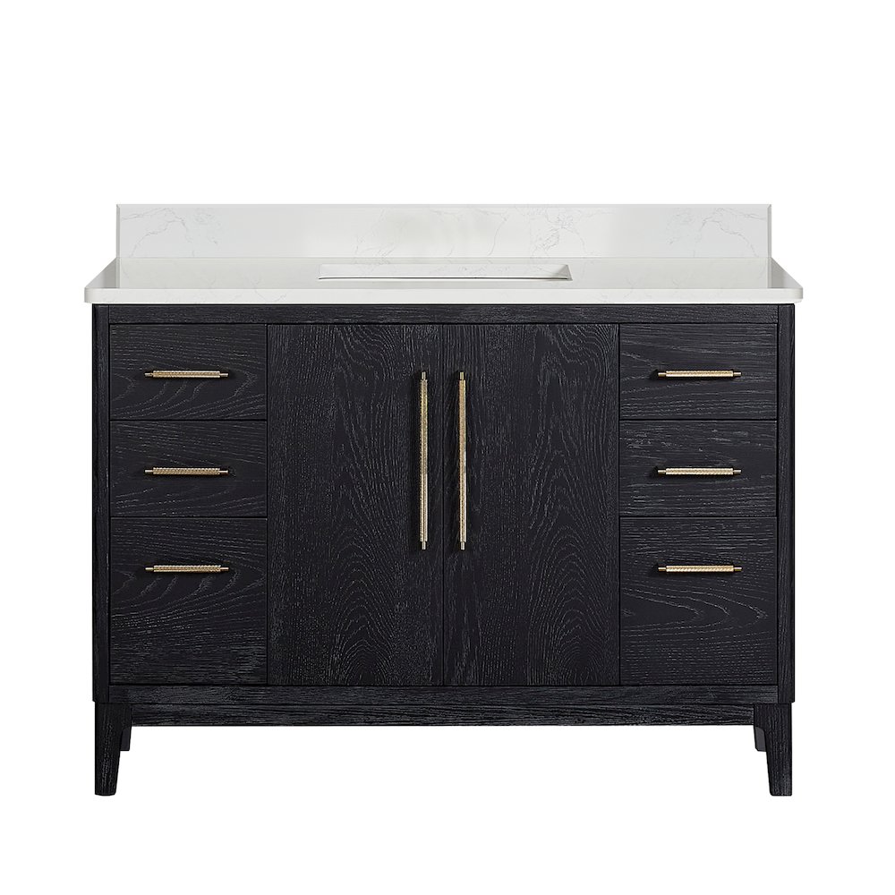 Gara 48" Free-standing Single Bath Vanity in Fir Wood Black. Picture 2