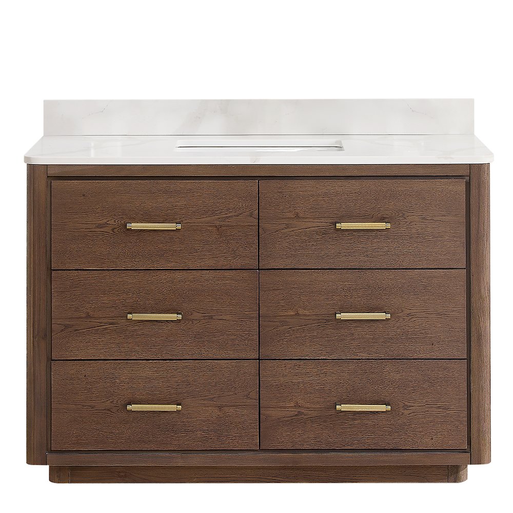 Porto 48" Free-standing Single Bath Vanity in Aged Dark Brown Oak. Picture 2
